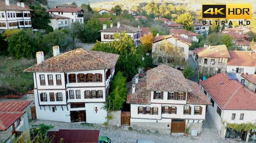 Aerial View of European Town with Old Architecture
