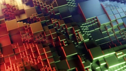 Abstract background with moving wave cubes