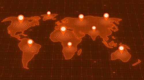 Brown Color World Map GPS Location Tracking Animation