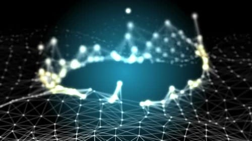 Abstract Glowing Wireframe Grid Technology Background Loop