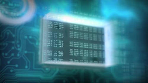 Futuristic Digital Data Code on Circuit Board Background