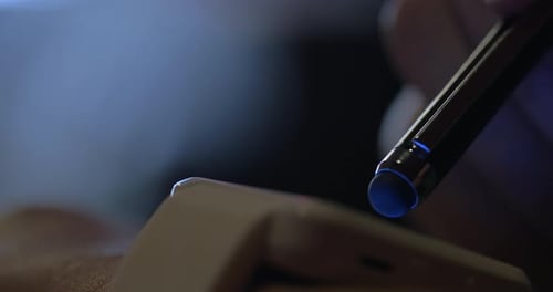 Stylus Use on a Digital Device Close Up