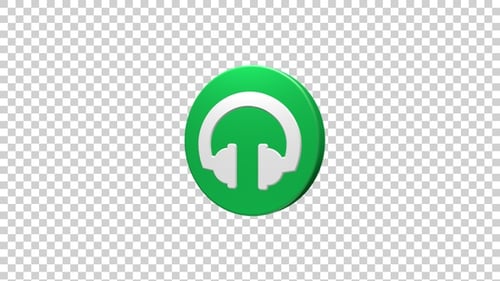 3D Rotating Green Headphones Icon Animation