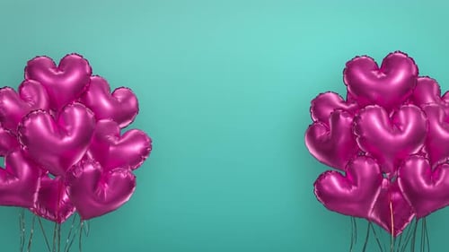 Heart Balloons on Solid Background