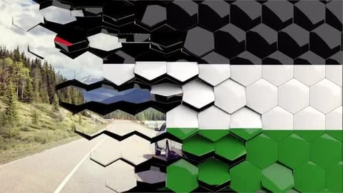 Hexagon Tile Transition Flag Reveal