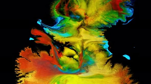 Colorful Liquid Paint Flowing in Abstract Streams