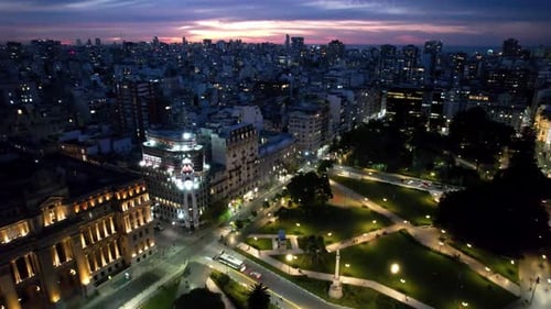 Buenos Aires Argentina. Sunset cityscape landscape of tourism landmark.