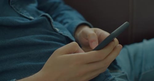 Hands of Young Man Using Smartphone at Home Office. Communication, Online Shopping, Chat, Social