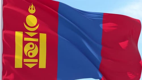 Realistic Mongolian Flag Waving in Slow Motion