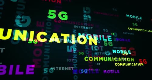 5g mobile and communication text loop abstract concept