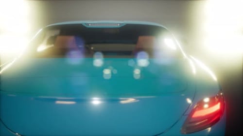 Luxury Sports Car with Animated Brake Lights and Lens Flares