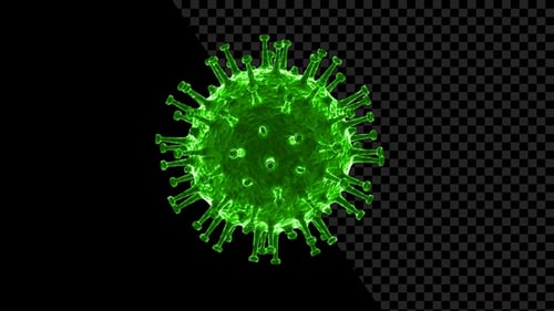 3D Rotating Green Virus Cell with Alpha Channel