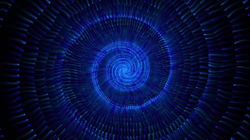 Abstract Blue Glowing Particle Vortex Background Loop