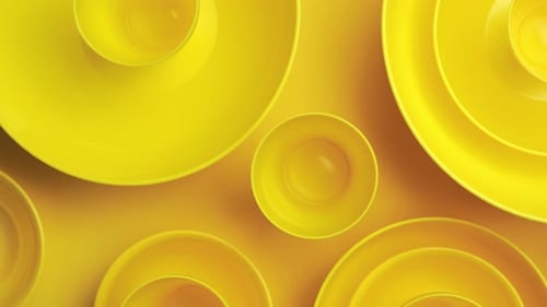 Bright Yellow Tableware Set Abstract Design