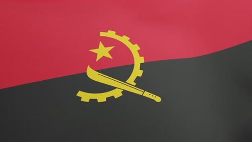 Waving Angola Flag Realistic Fabric Animation Loop