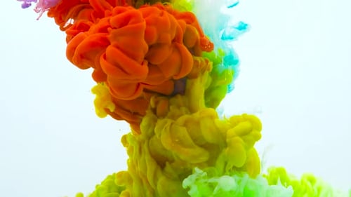 Colorful Paint Plumes Dissolving Slowly in Water