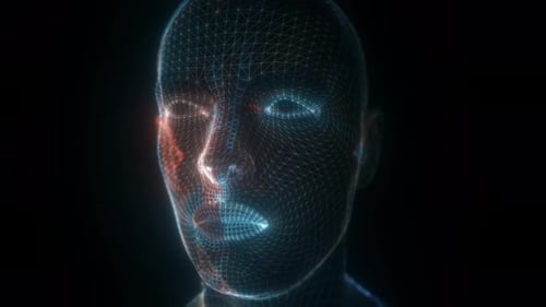 Animated Futuristic Human Face Digital Scan