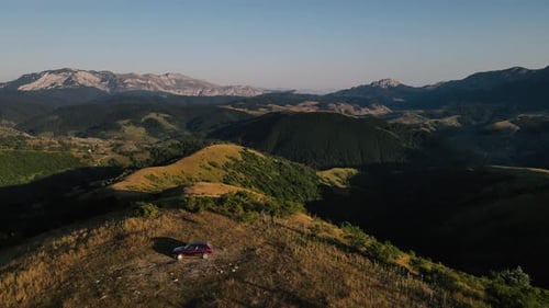Drone flight showing mountain landscape