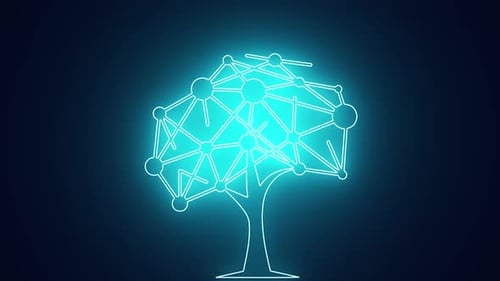 Neuronaler Netzwerkbaum mit Nachrichtenknoten-Animation
