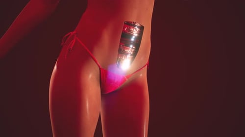 Futuristic Cyborg Woman's Body with Bionic Implants Animation