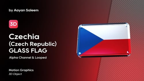 Czechia (Czech Republic) Flag 3D Glass badge