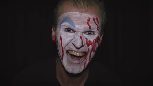 Scary Clown with Evil Grin Close Up