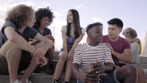 Group of Friends Chatting in the City