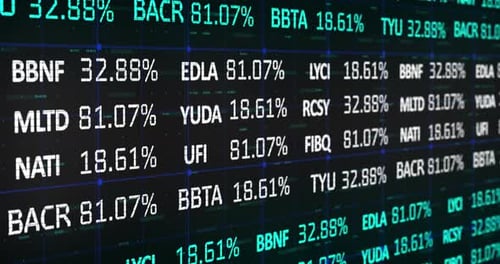 Stock market data processing against black background