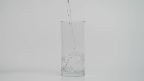 Super Slow Motion of Pouring Water in Transparent Glass Shot at 1000 Fps