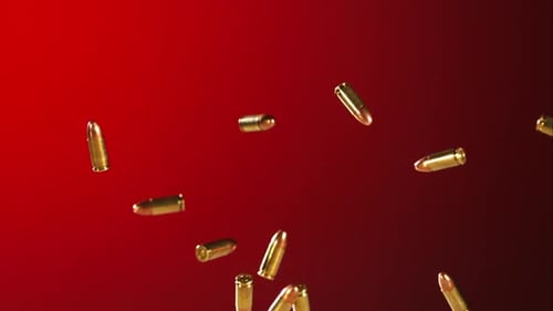 Balas que caen y rebotan a cámara ultra Cámara lenta (1500 fps) sobre una superficie reflectante - BULLETS