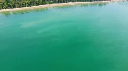 4K aerial view from a drone. coast with turquoise waters and beautiful beaches.