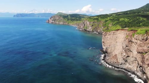 Stunning Aerial View Over the Rocky Ocean Coast