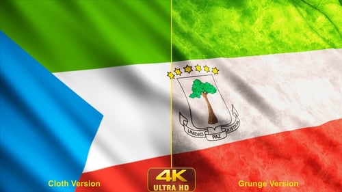 Animated Equatorial Guinea Flag Waving with Grunge Texture