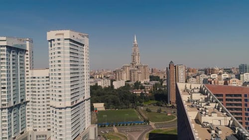 Skyscraper in Moscow Aerial