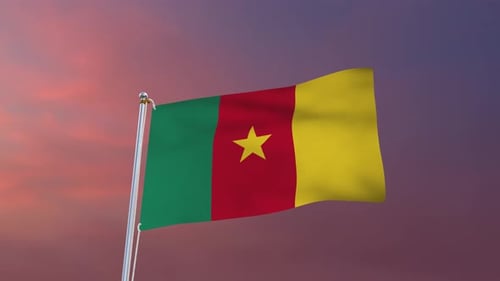 Realistic 3D Animation of Waving Cameroon National Flag