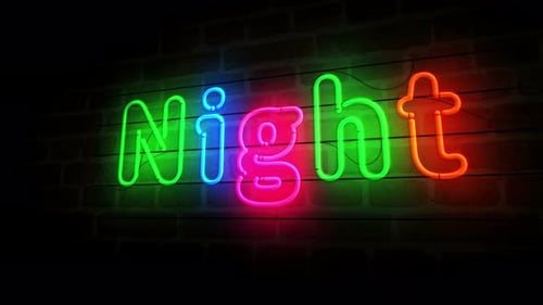 Glowing Neon Text Reveal on Brick Wall