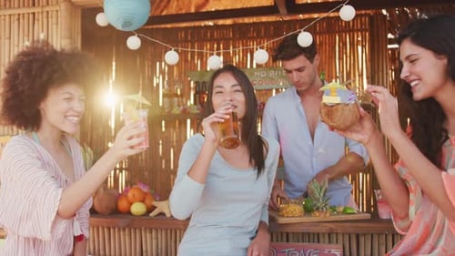 Friends enjoying a party on the beach