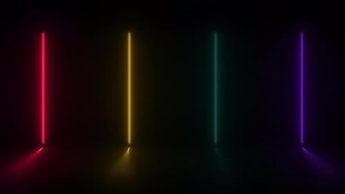 Colorful Neon Vertical Glowing Light Bars Animation
