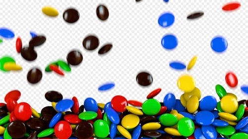 Colorful Candy Dragees Falling and Piling Up