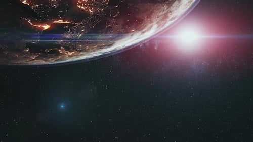 Computer Graph Planet Earth with White Halo