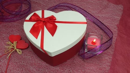 Heart Shaped Gift Box with Romantic Decorations