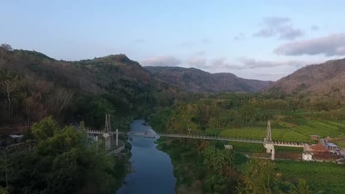 Aerial Bantul Bridge Landscape Hill Indonesia