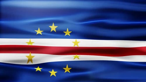 Realistic Waving Cape Verde National Flag Animation Loop