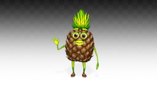 Animated Waving Pineapple Character Loop