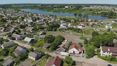 Aerial View Russian Small Town