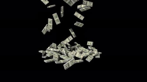 Falling Money Bundles Pile Up Animation
