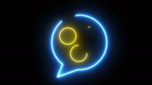 Animated Neon Chat Bubble with Social Media Icons