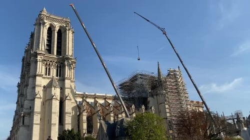 Reconstruction of Notre Dame De Paris in Process Paris France