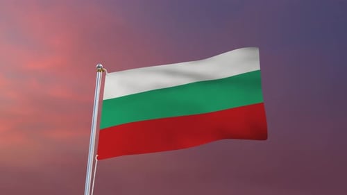 Bulgaria Flag Waving Animation with Gradient Sky Background