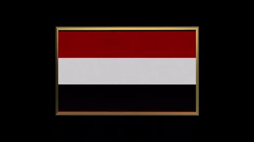 3D Rotating Yemen Flag with Golden Frame